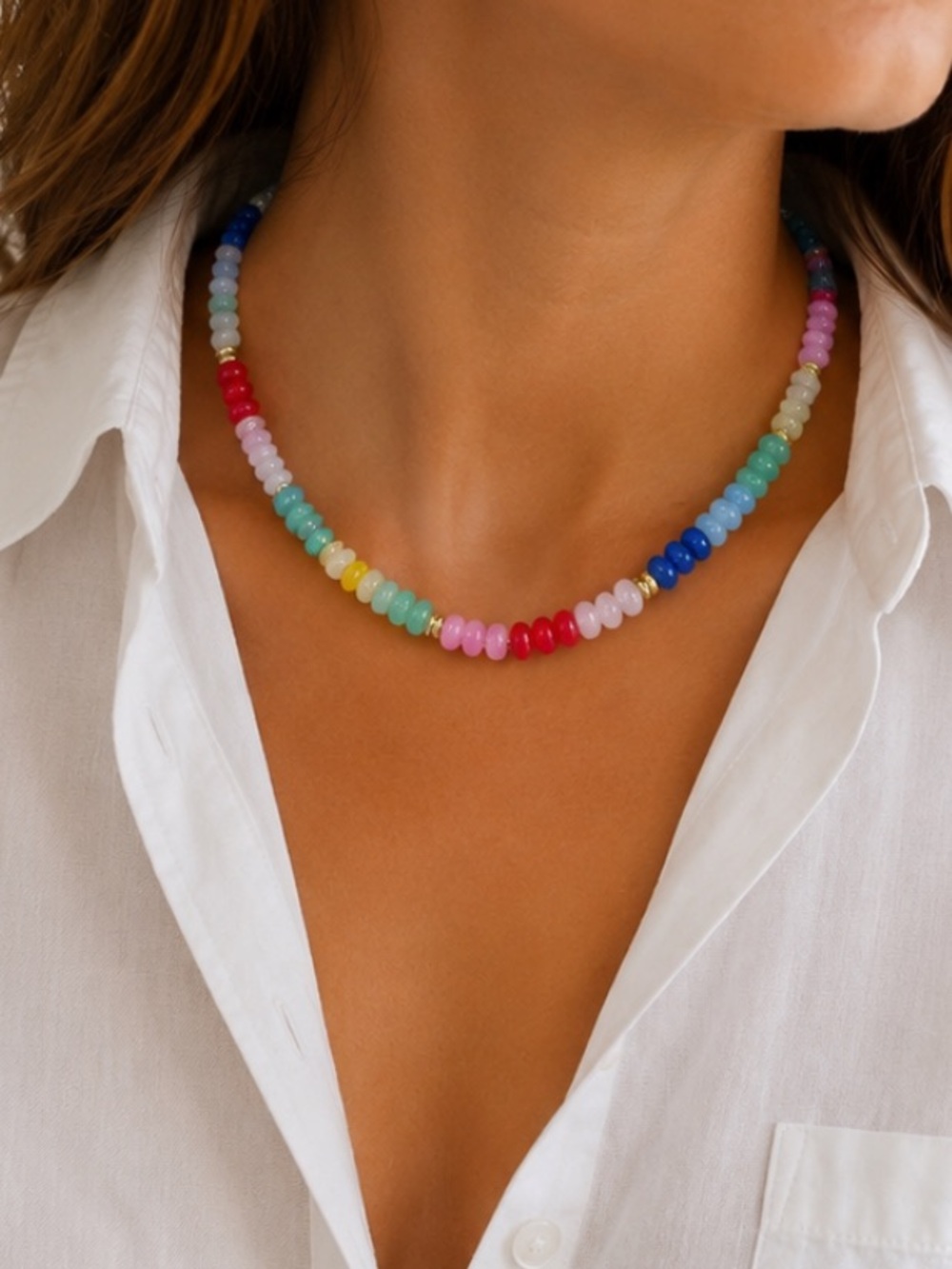 New! Preppy Colorful Mixed Beaded Necklace NWOT 1020